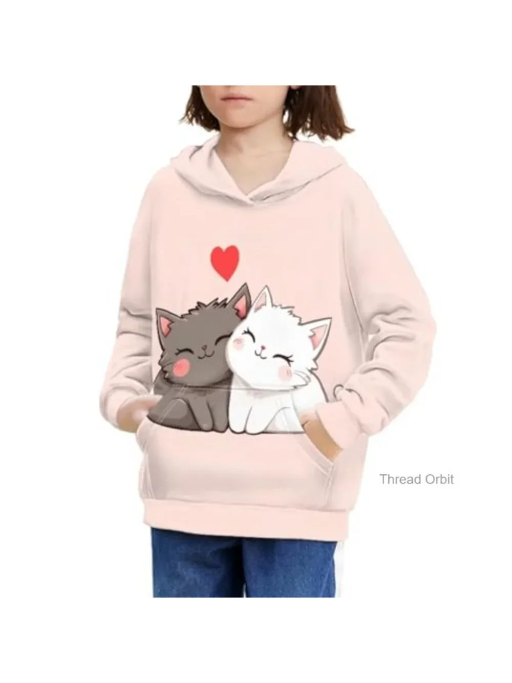Kids Cotton Polyester Hooded Sweatshirt with Kangaroo Pocket Pullover